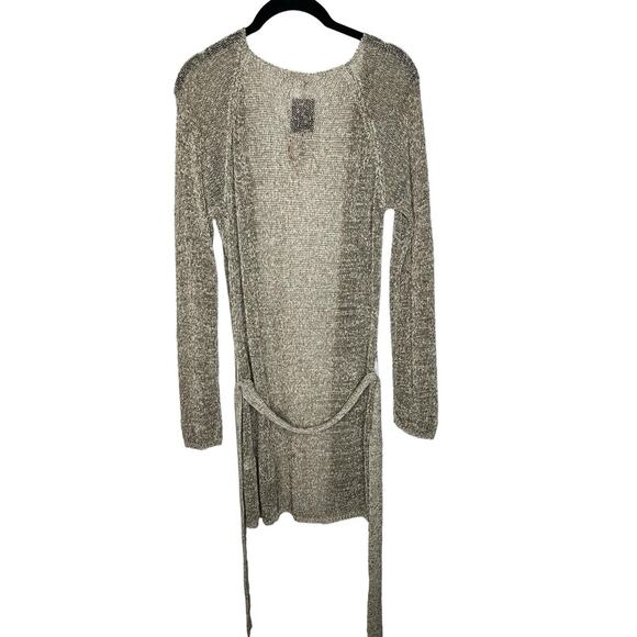 NWT Zara Woman Lightweight Cardigan Sweater Medium Open Front Tie Belt Brown - Picture 5 of 8